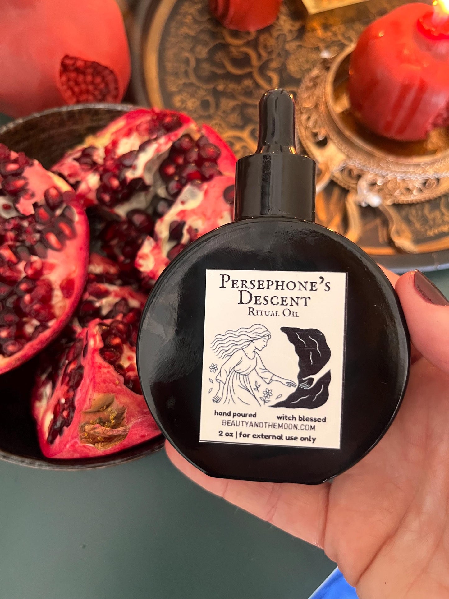 Persephone's Descent Ritual Oil – Rose Vanilla Anointing Oil for Shadow Work