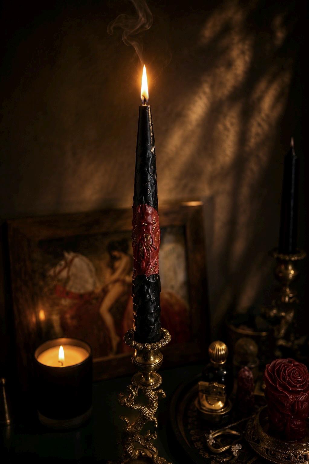 Fiery Protection Candle: Handcrafted Beeswax Spellwork, Warding Ritual