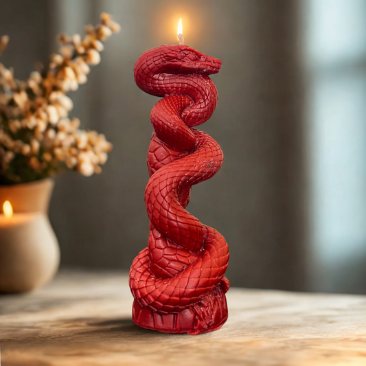 Elegant Beeswax Serpent Candle | Intertwined Snake Pillar for Witchcraft Rituals | Enchanting Home Decor | 5"