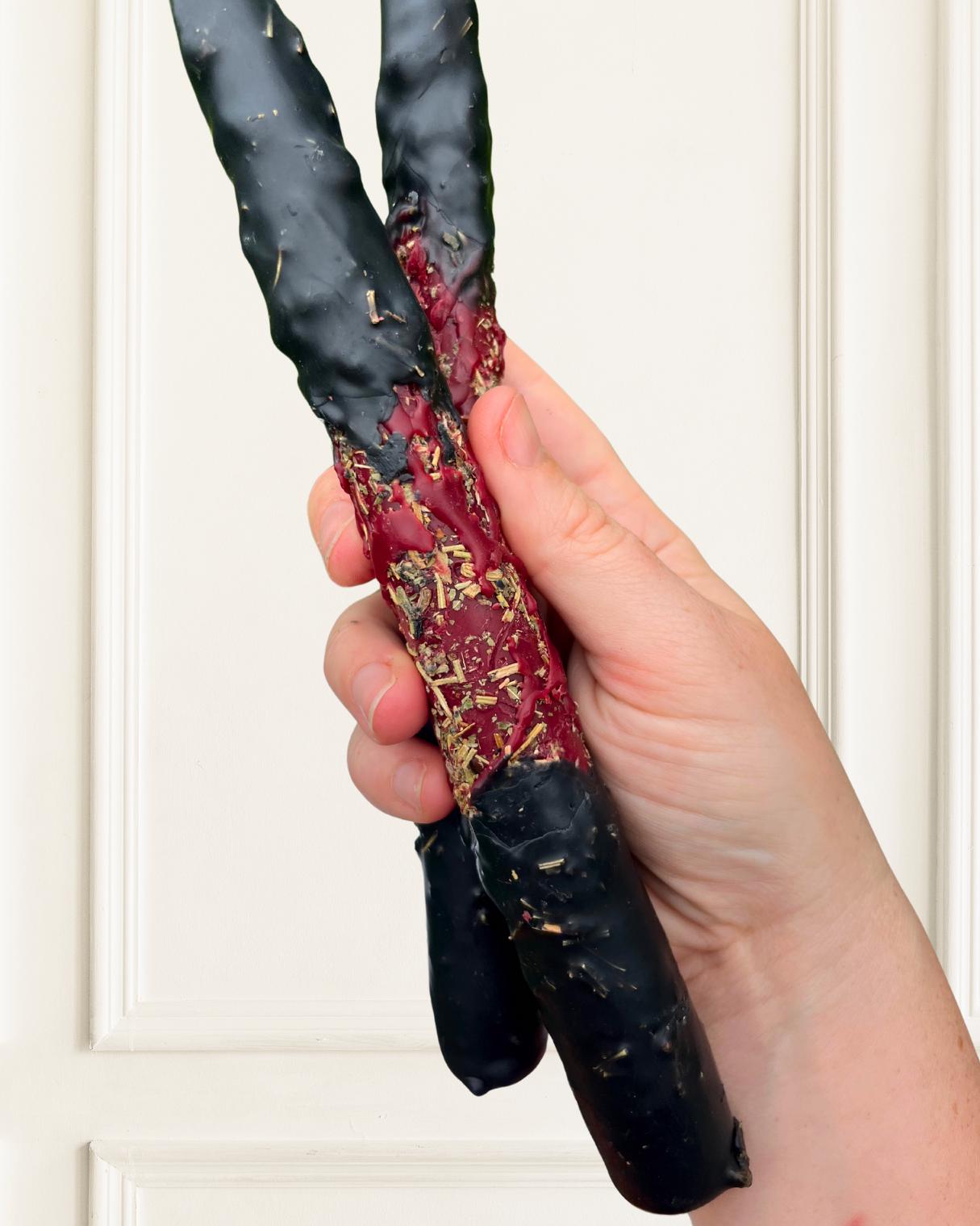 Fiery Protection Candle: Handcrafted Beeswax Spellwork, Warding Ritual