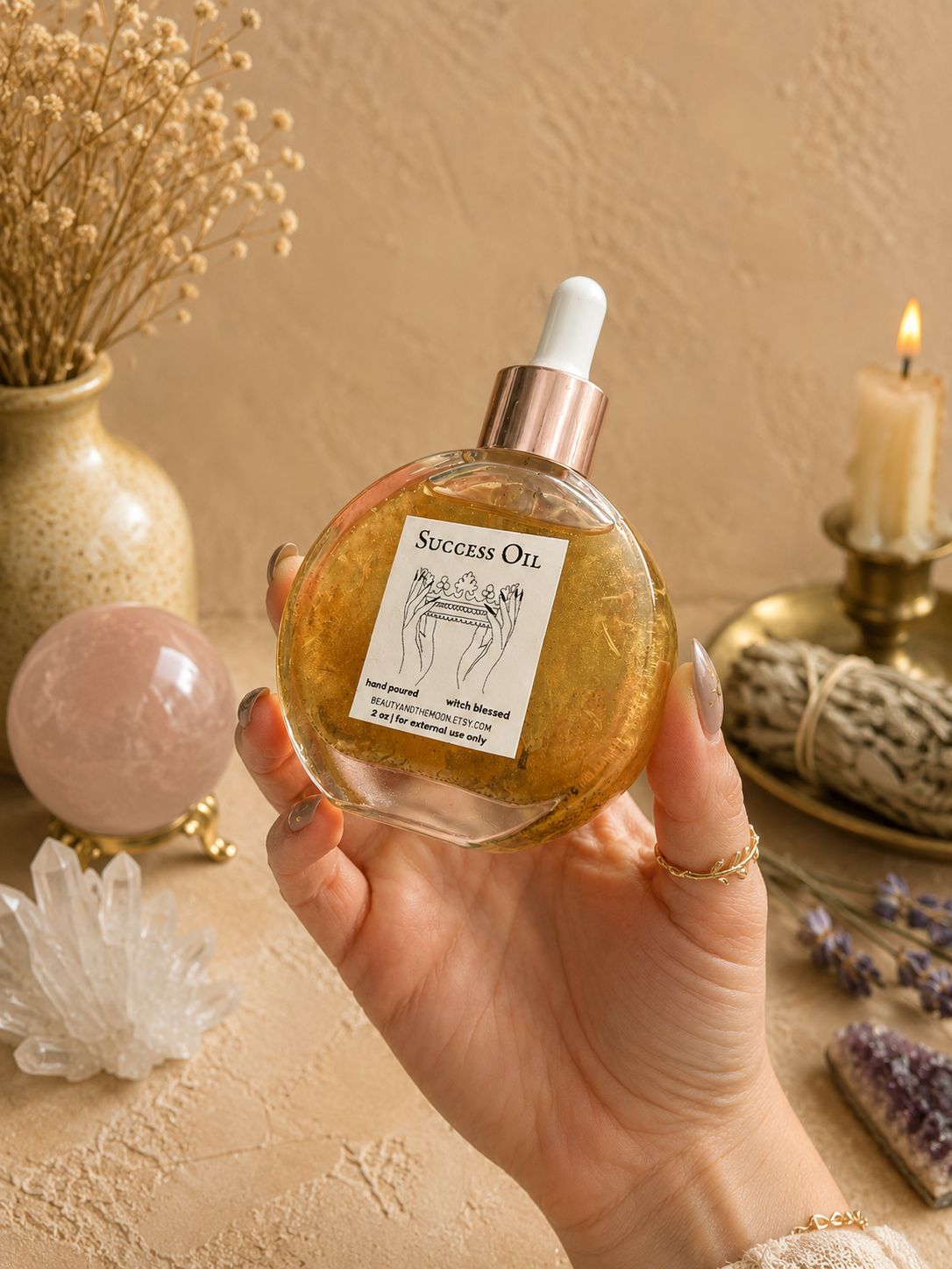 Success Anointing Oil: Hand Poured Ritual Oil with Herbs