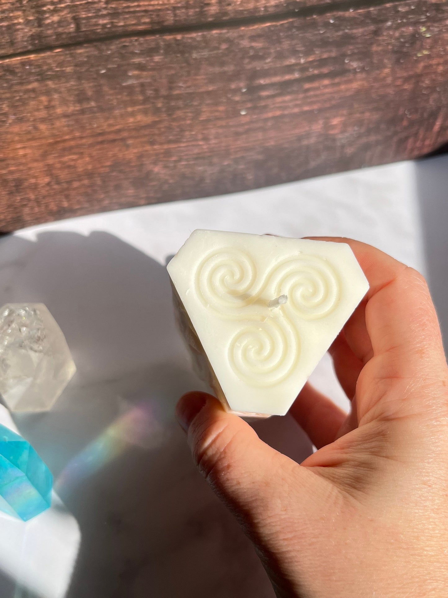 Moon Pillar Candle: Unscented Wax, Tree & Moon Design