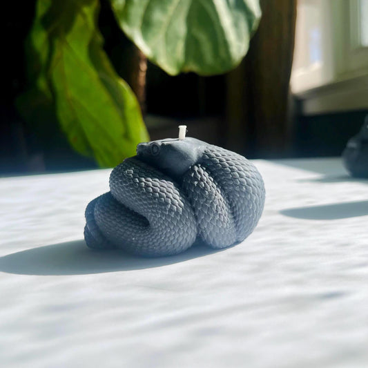 Black Snake Candle: Beeswax Protection Altar Decor