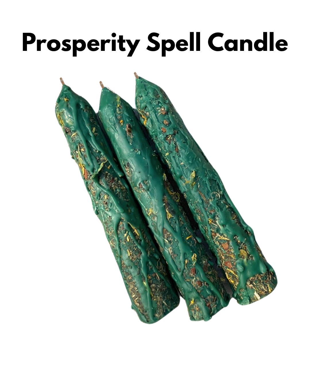 Handcrafted Prosperity Spell Candle: Abundance Manifestation, Blessed with Herbs