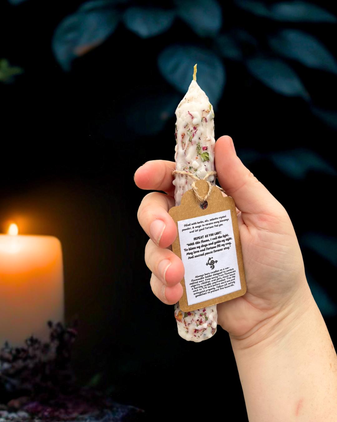 Blessed Beeswax Candle: Anointed Witchcraft Ritual Candle