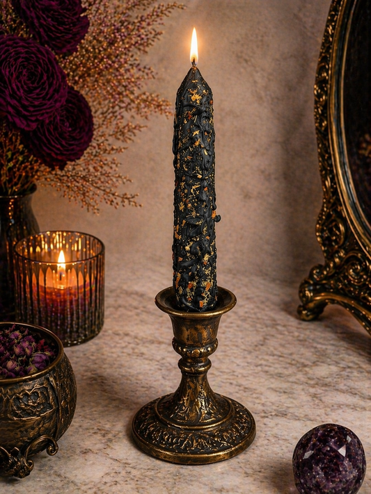 Black Beeswax Protection Candle: Hand-Poured Ritual Candle
