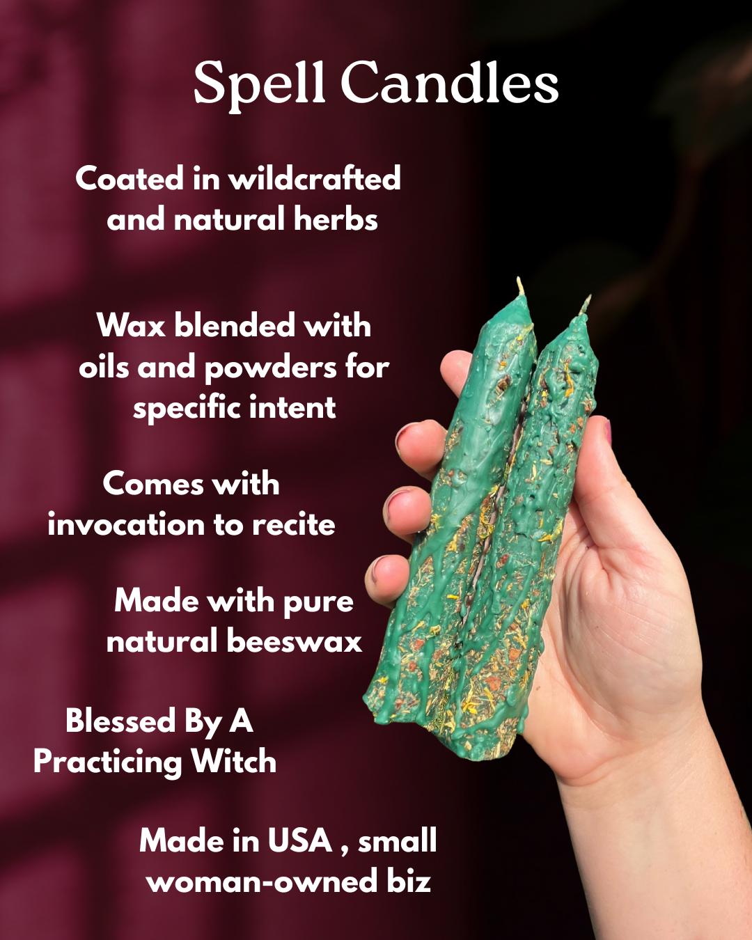 Handcrafted Prosperity Spell Candle: Abundance Manifestation, Blessed with Herbs