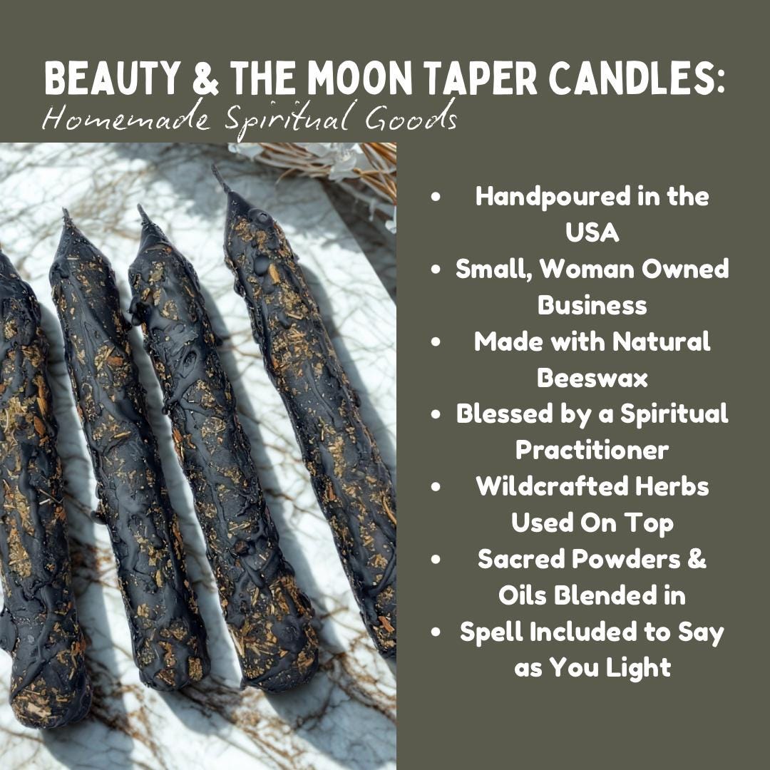 Black Beeswax Protection Candle: Hand-Poured Ritual Candle