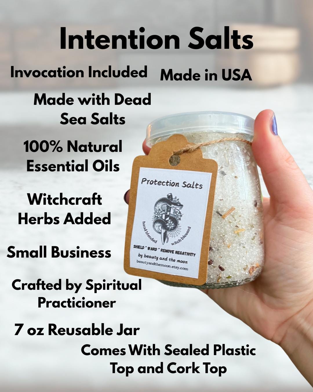 Spelled Protection Bath Salts: Made with Dead Sea Salt and Essential Oils
