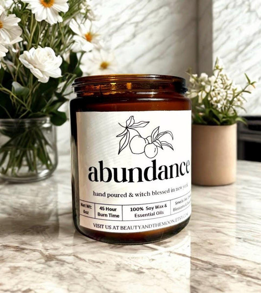 Abundance Manifestation Candle: Orange Blossom Soy Wax Ritual
