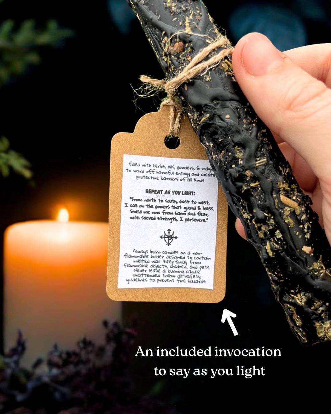 Black Beeswax Protection Candle: Hand-Poured Ritual Candle