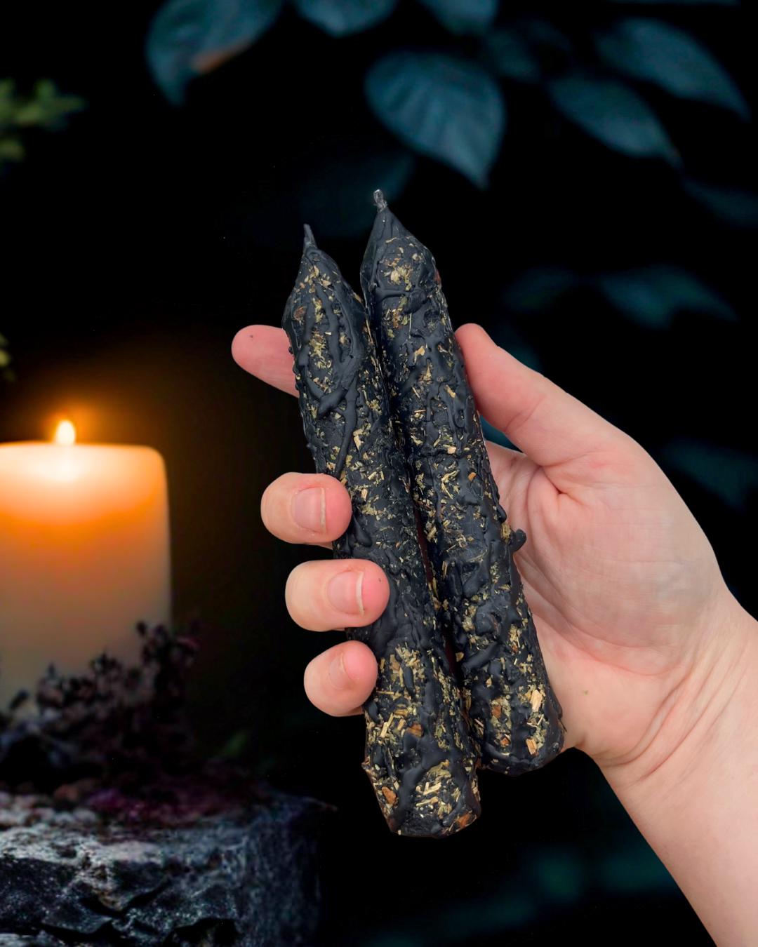 Black Beeswax Protection Candle: Hand-Poured Ritual Candle