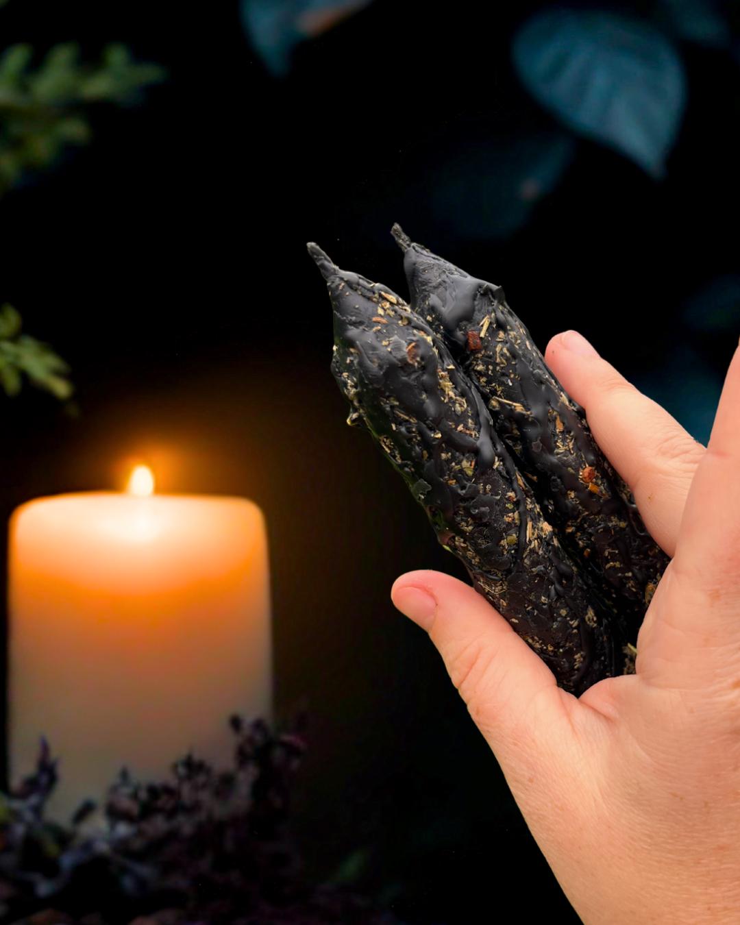 Black Beeswax Protection Candle: Hand-Poured Ritual Candle
