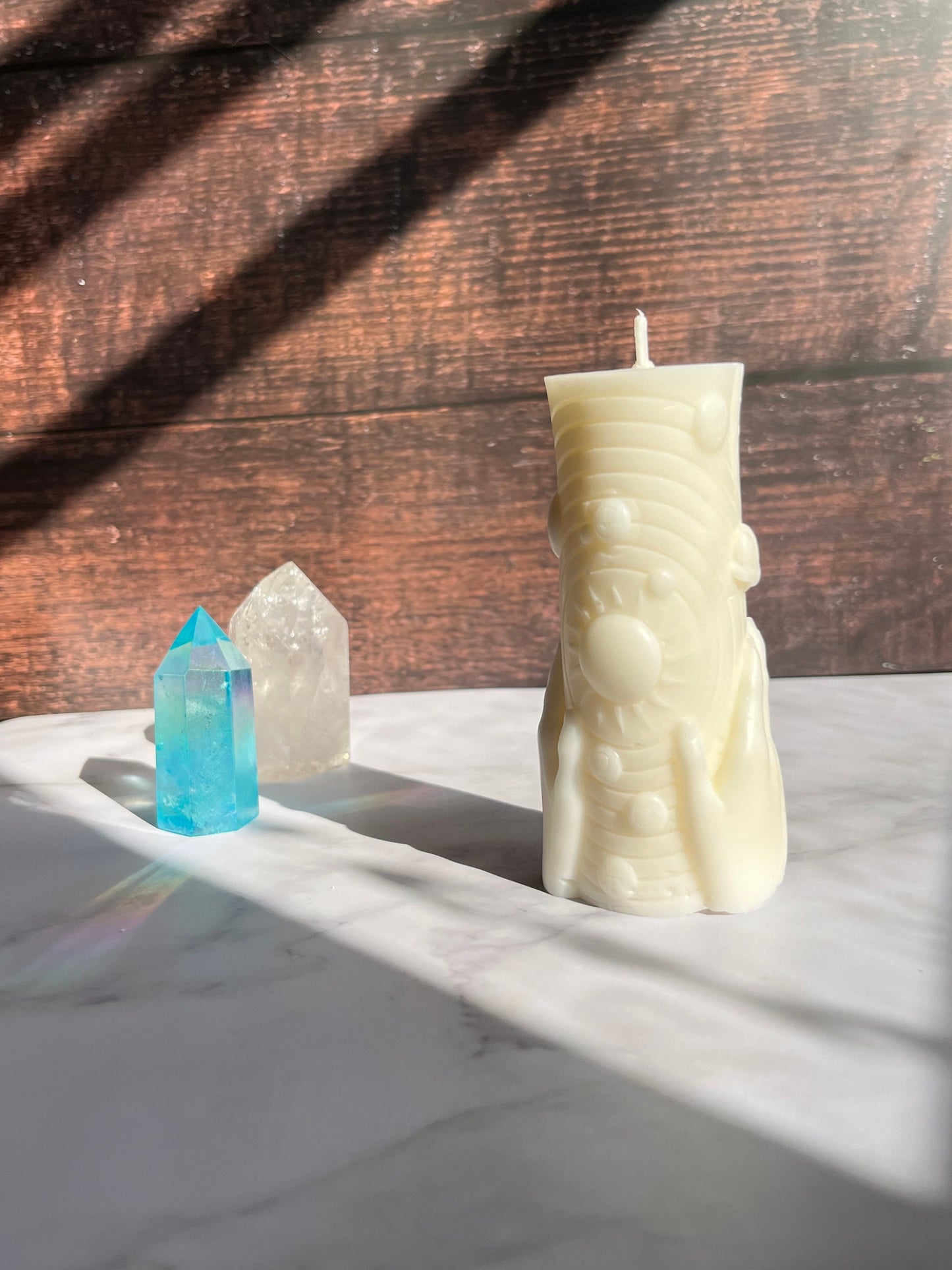Solar System Beeswax Pillar Candle: Handcrafted Astrology Decor