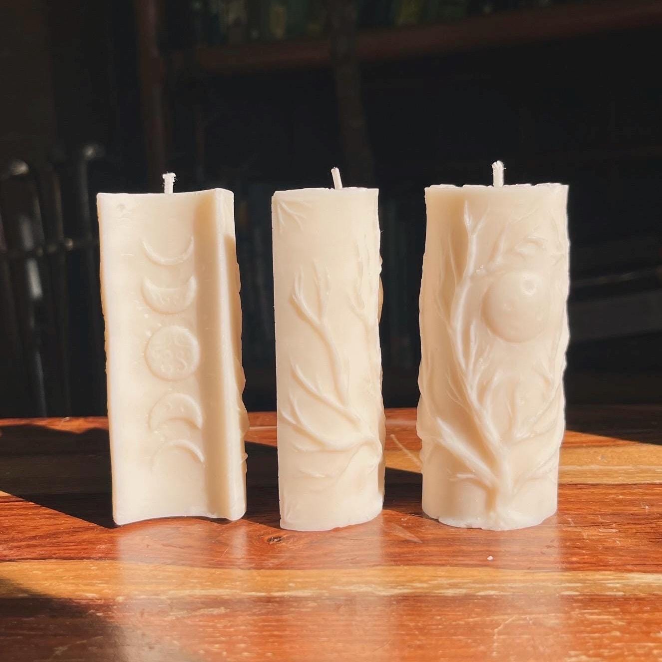 Moon Phase Beeswax Pillar Candle | Astrology Altar & Decor