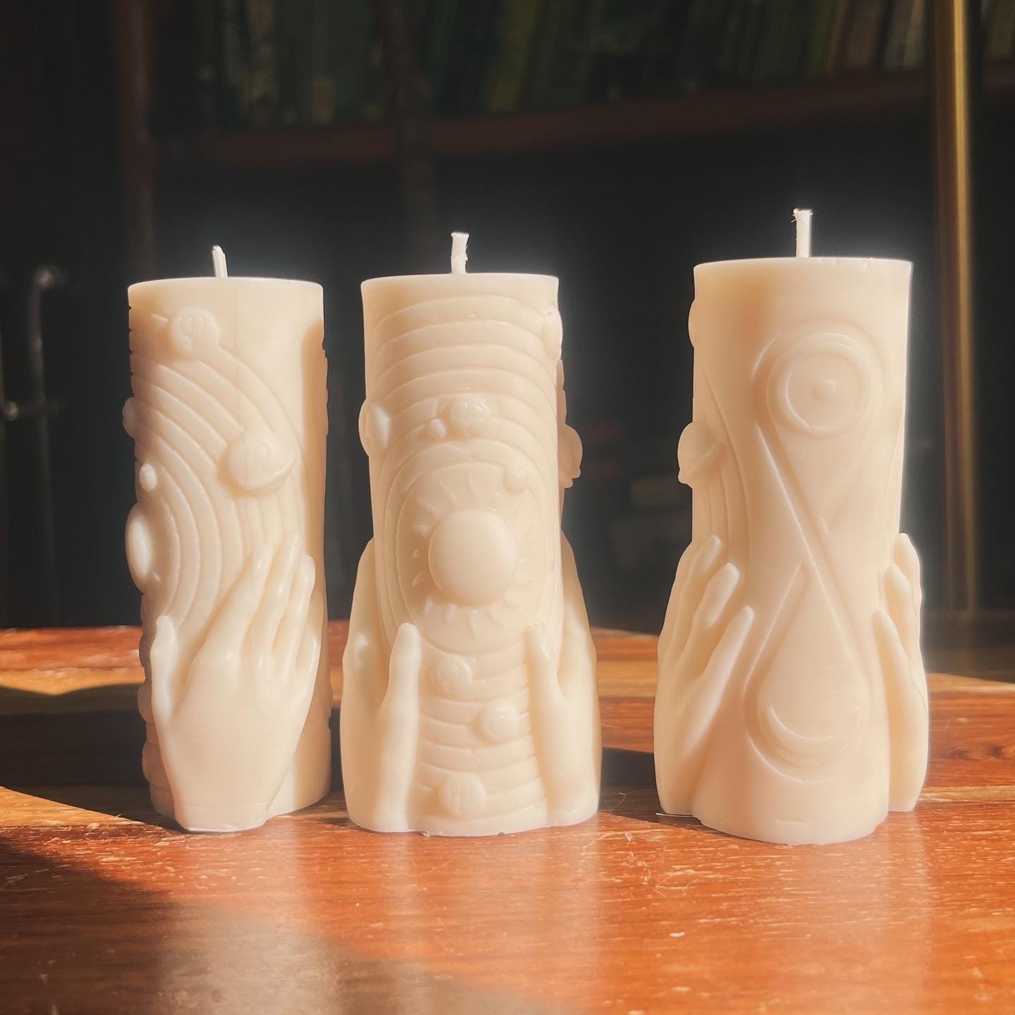Solar System Beeswax Pillar Candle: Handcrafted Astrology Decor