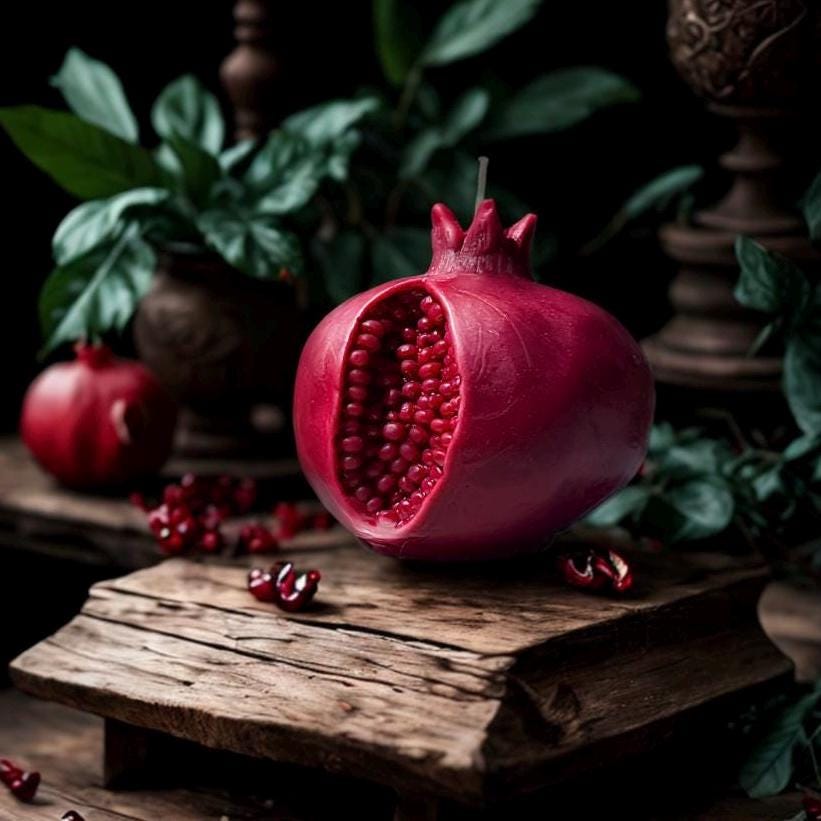 Pomegranate Beeswax Ritual Candle | Persephone Symbol Decor