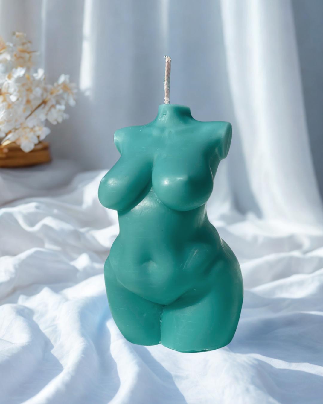 Plus Size Goddess Beeswax Candle: Feminine Torso Art