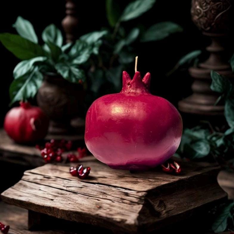 Pomegranate Beeswax Ritual Candle | Persephone Symbol Decor
