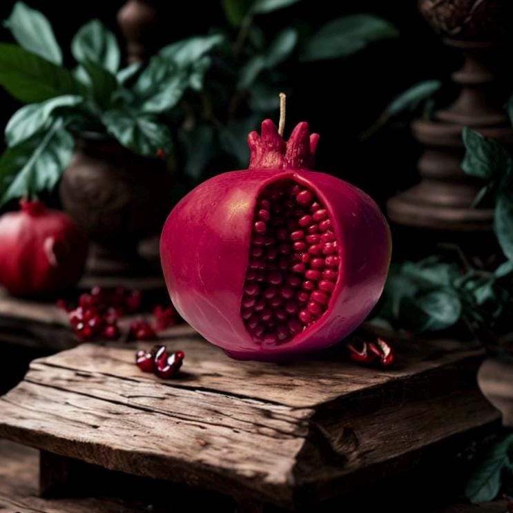 Pomegranate Beeswax Ritual Candle | Persephone Symbol Decor