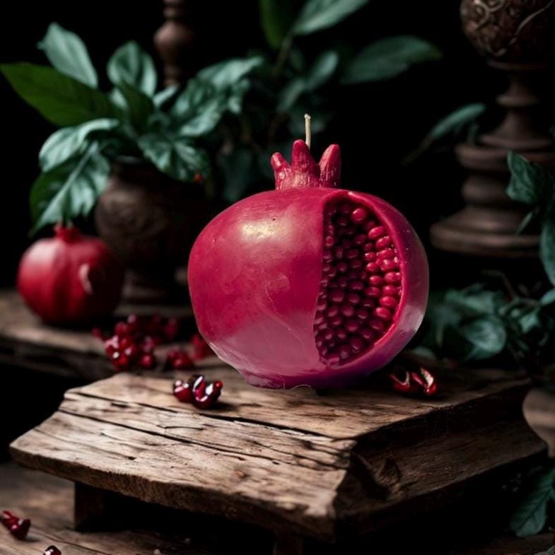 Pomegranate Beeswax Ritual Candle | Persephone Symbol Decor