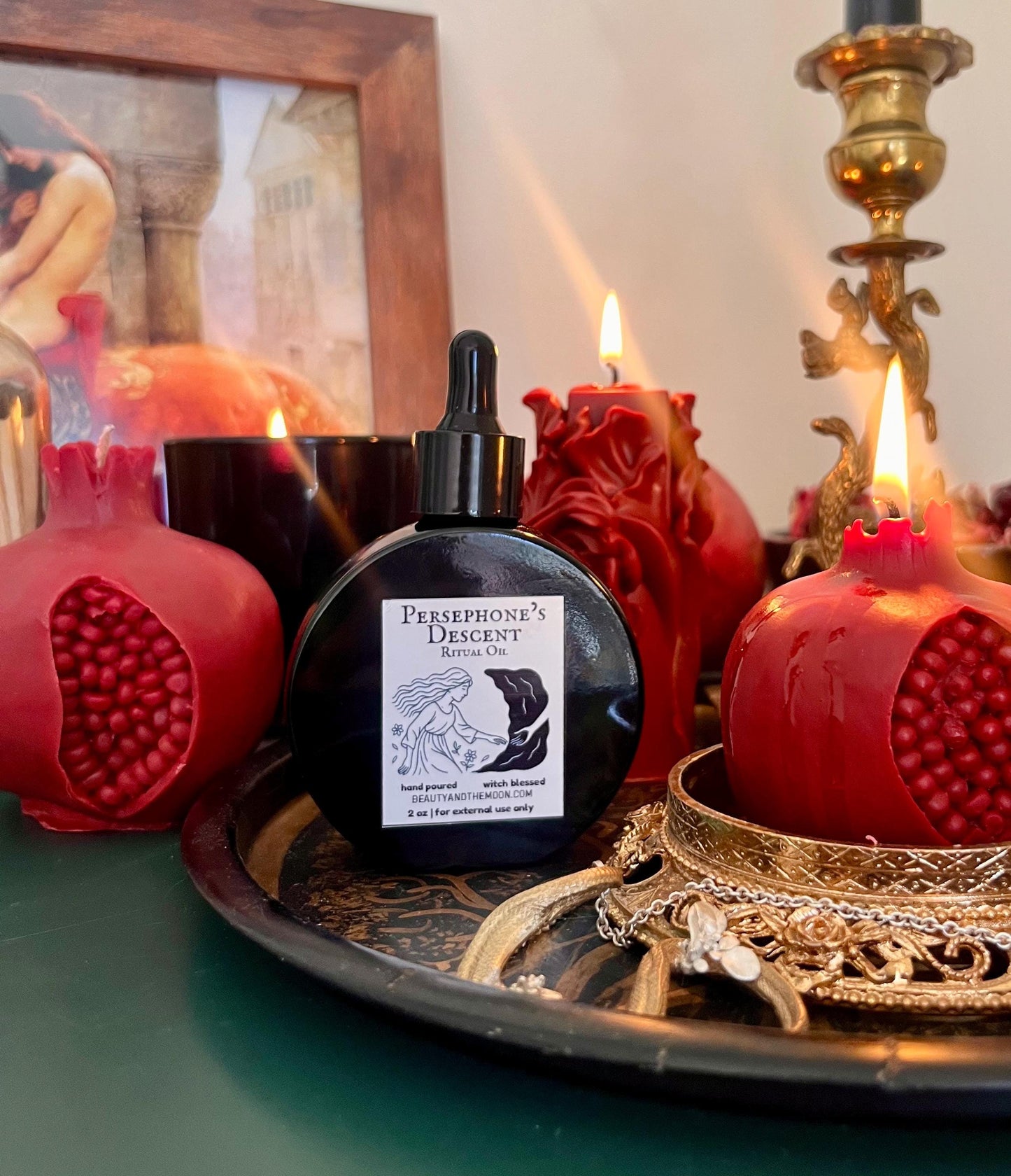 Persephone's Descent Ritual Oil – Rose Vanilla Anointing Oil for Shadow Work