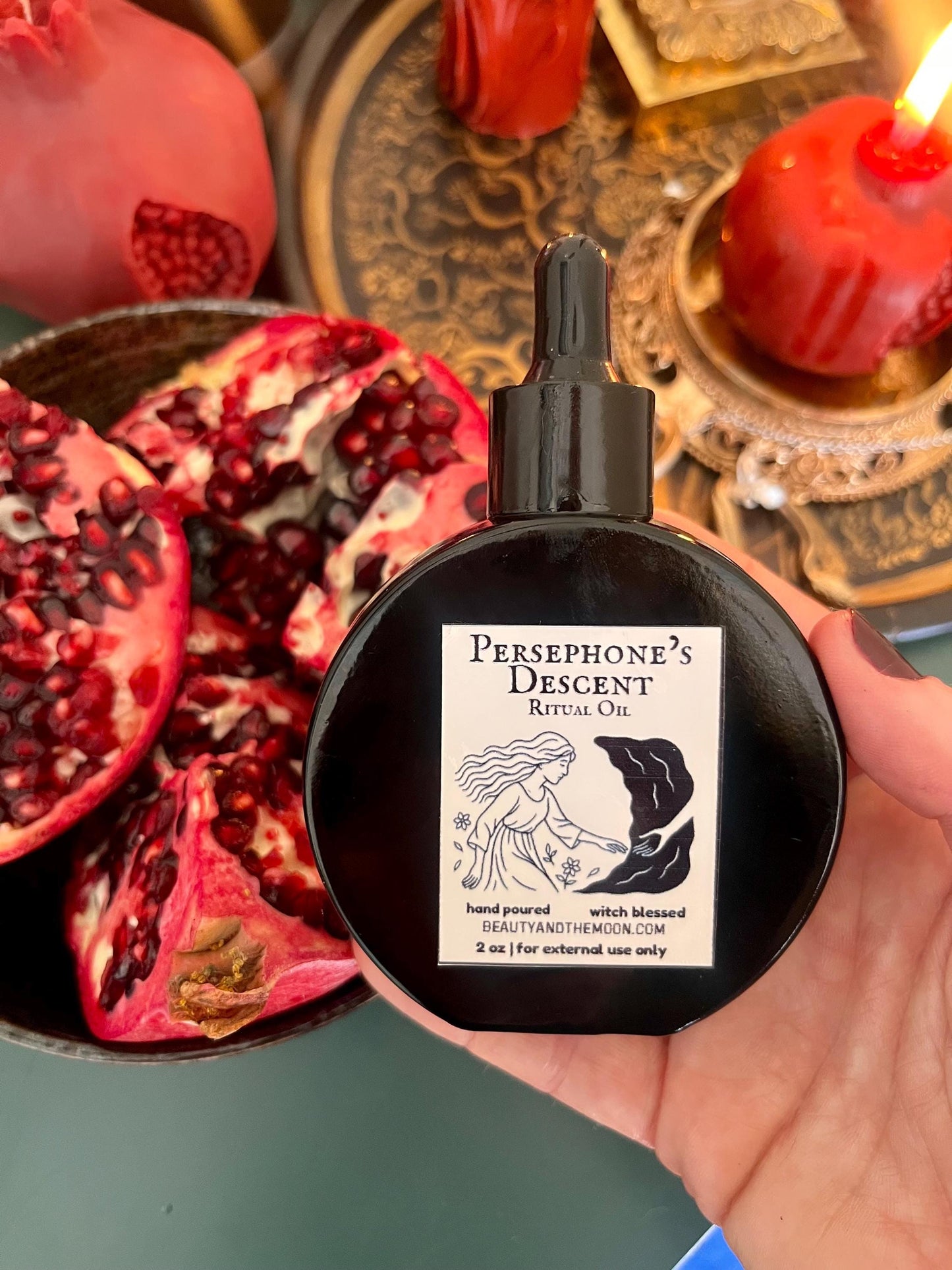 Persephone's Descent Ritual Oil – Rose Vanilla Anointing Oil for Shadow Work