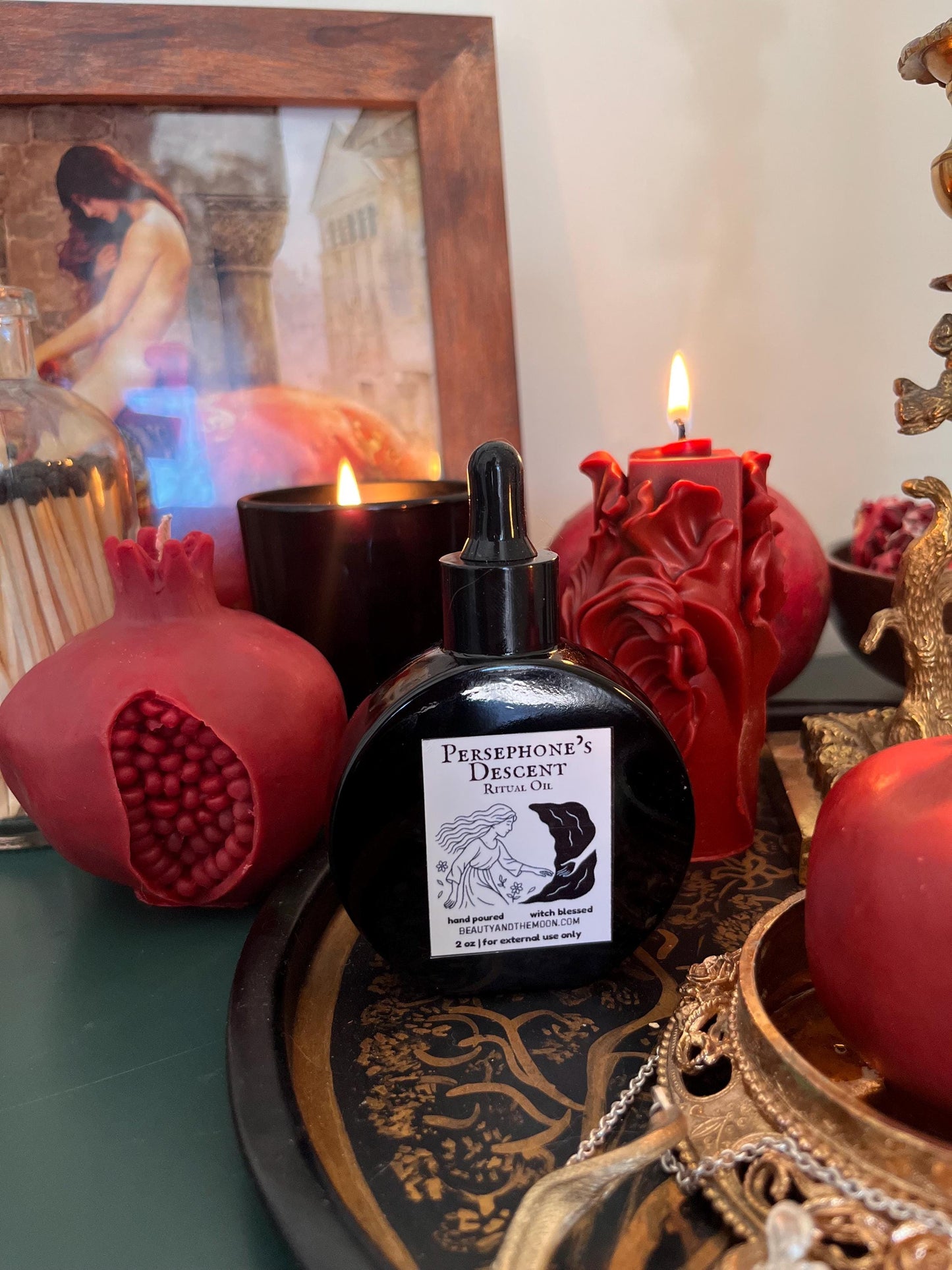 Persephone's Descent Ritual Oil – Rose Vanilla Anointing Oil for Shadow Work