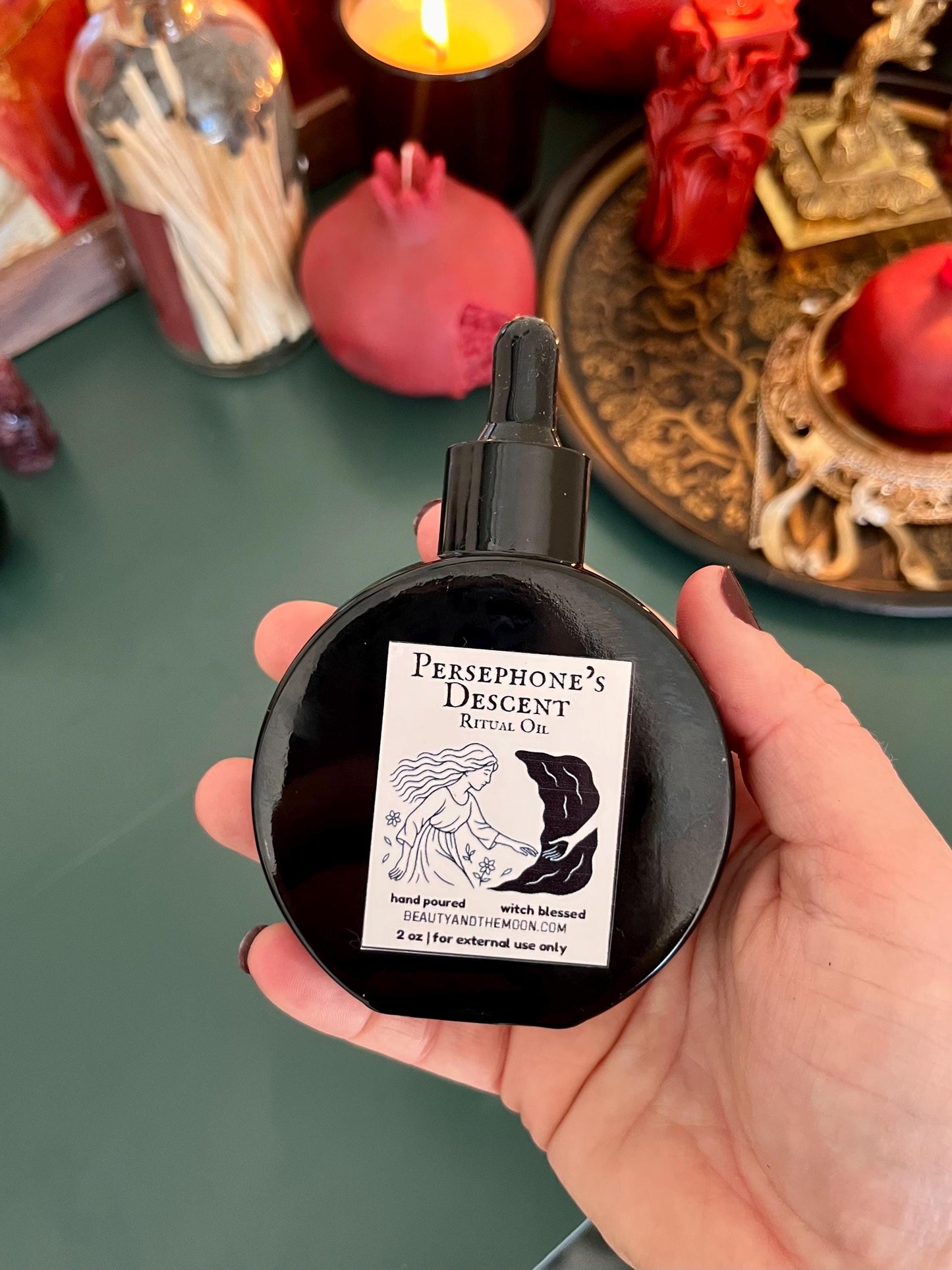 Persephone's Descent Ritual Oil – Rose Vanilla Anointing Oil for Shadow Work