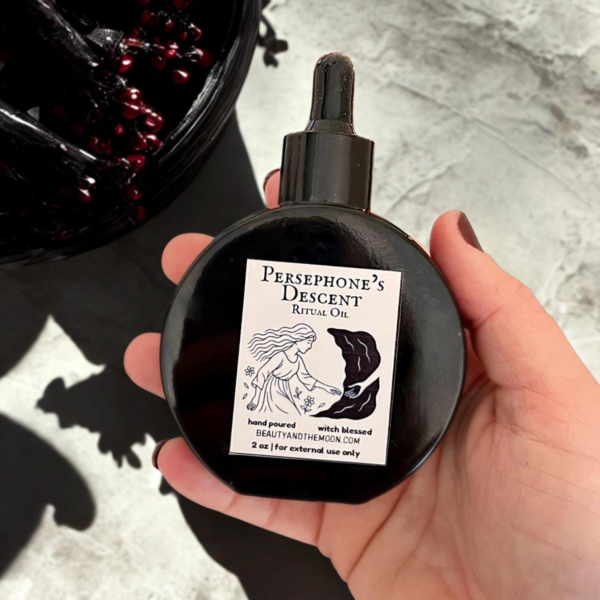 Persephone's Descent Ritual Oil – Rose Vanilla Anointing Oil for Shadow Work