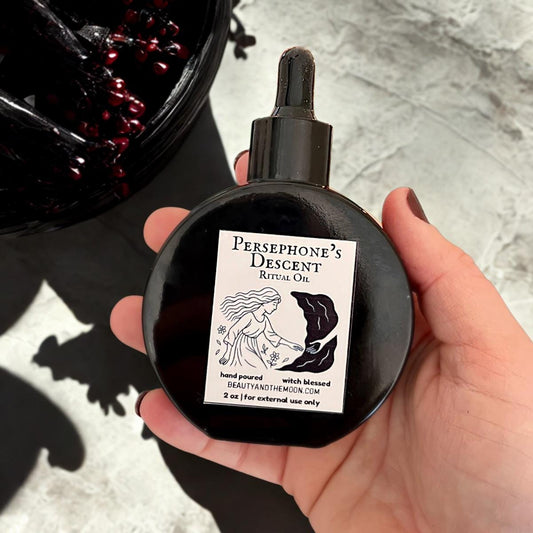 Persephone's Descent Ritual Oil – Rose Vanilla Anointing Oil for Shadow Work