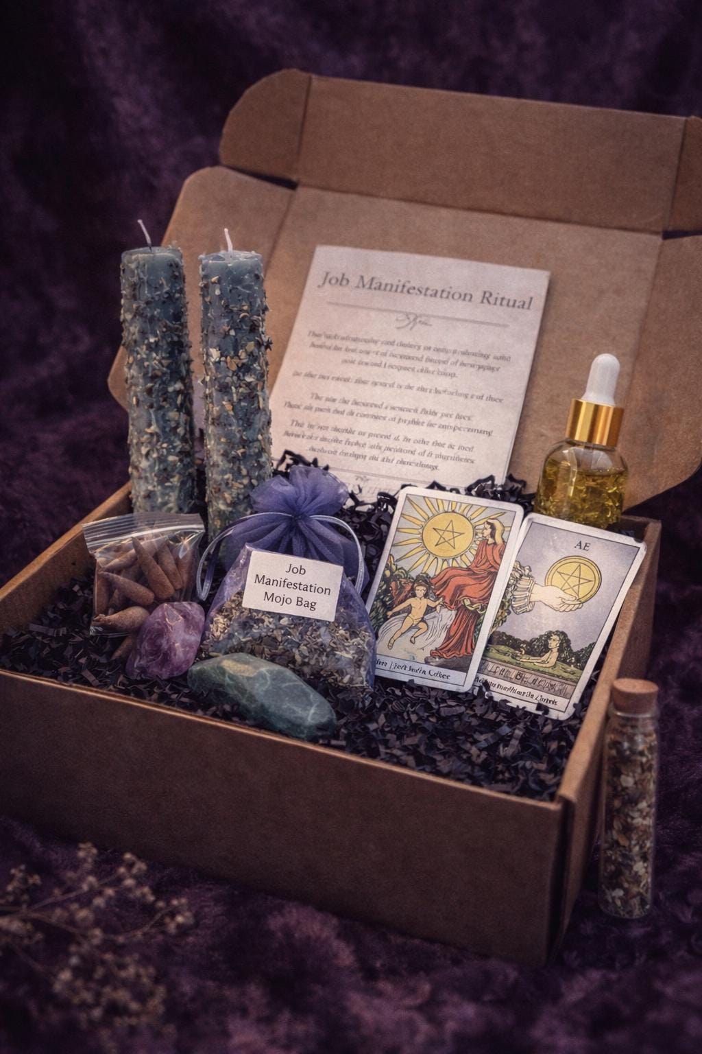 Custom Ritual Kit – Spell Candles, Oils, Crystals, Tarot – Manifestation Magic Tools