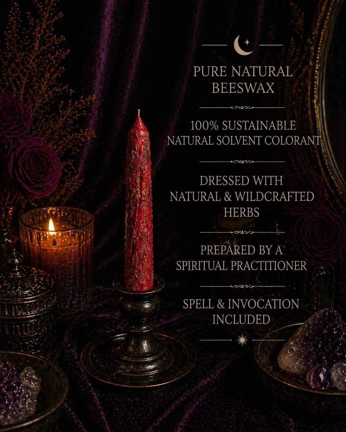 Dragon Spell Candle: Inner Power, Manifestation, Fire Element Candle, Authority Leadership Candle, Beeswax Natural Non Toxic Witch Tools