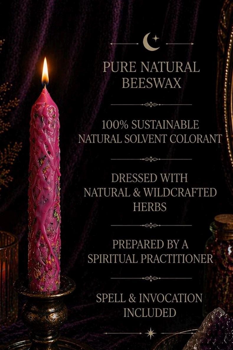 Handcrafted Love Spell Candle | Blessed Energy Witch Candle, Beeswax Non Toxic, Attraction Spell, Self Love Candle