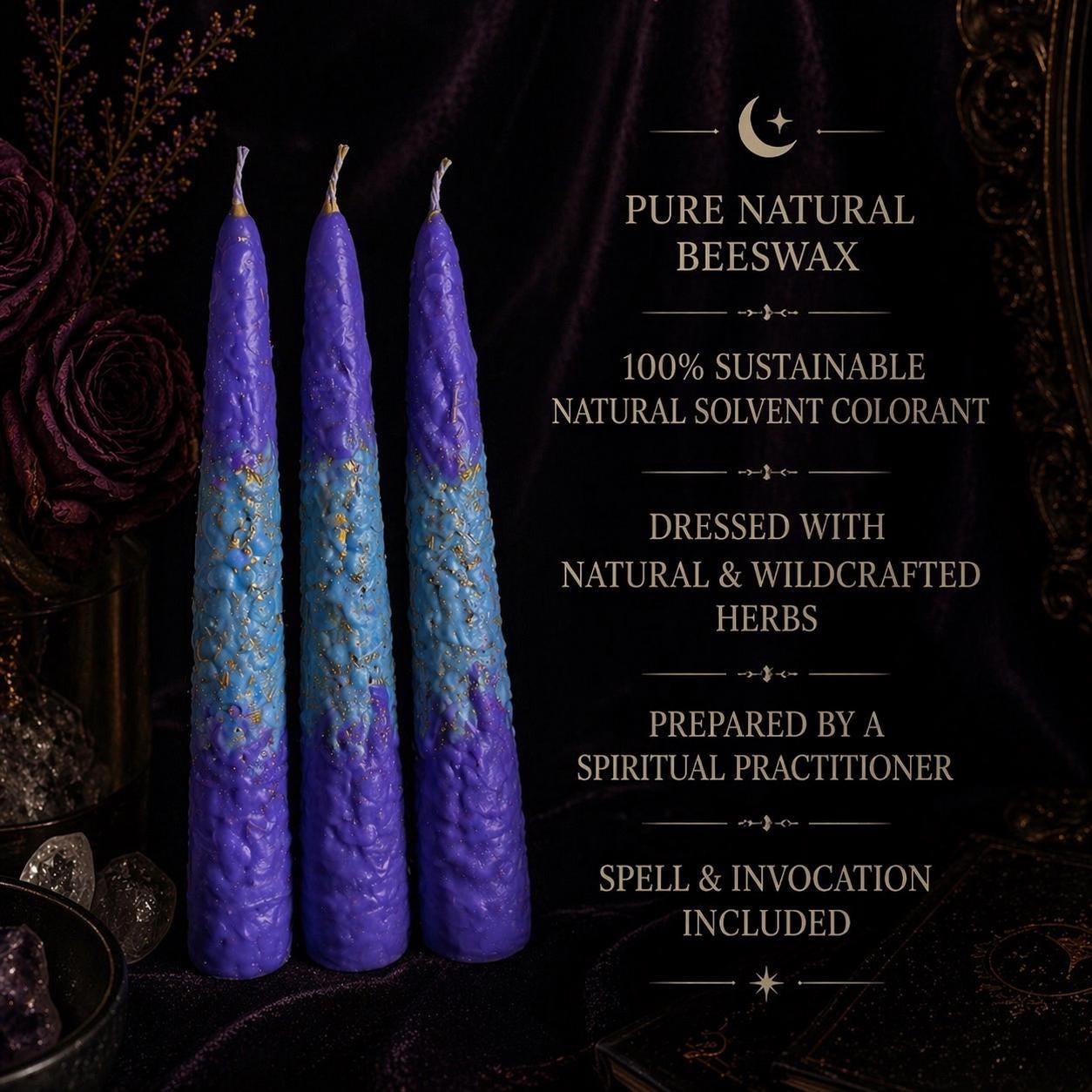 Serenity Beeswax Candle: Lavender & Herbal Ritual Candle
