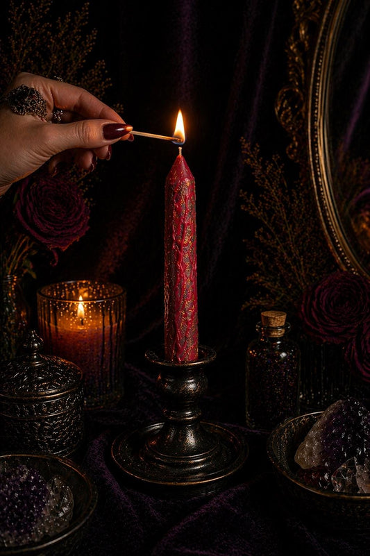 Dragon Spell Candle: Inner Power, Manifestation, Fire Element Candle, Authority Leadership Candle, Beeswax Natural Non Toxic Witch Tools