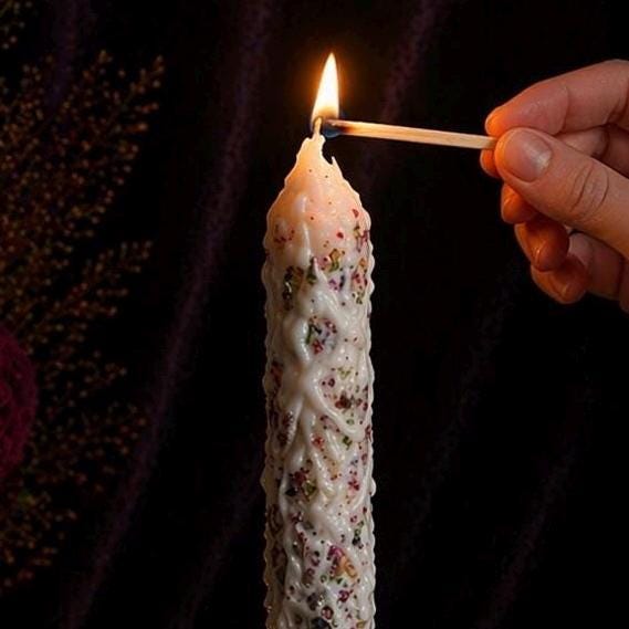 Blessed Beeswax Candle: Anointed Witchcraft Ritual Candle