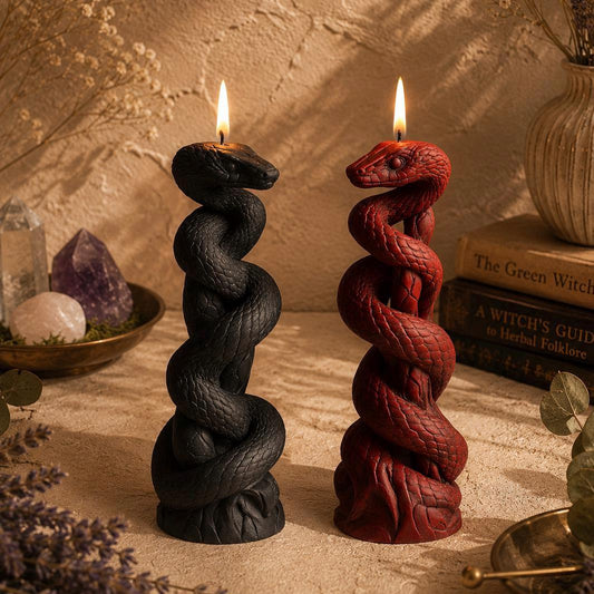 Snake Candle: Dark Academia, Witch Ritual Candle, Serpent Decor, Altar Decor