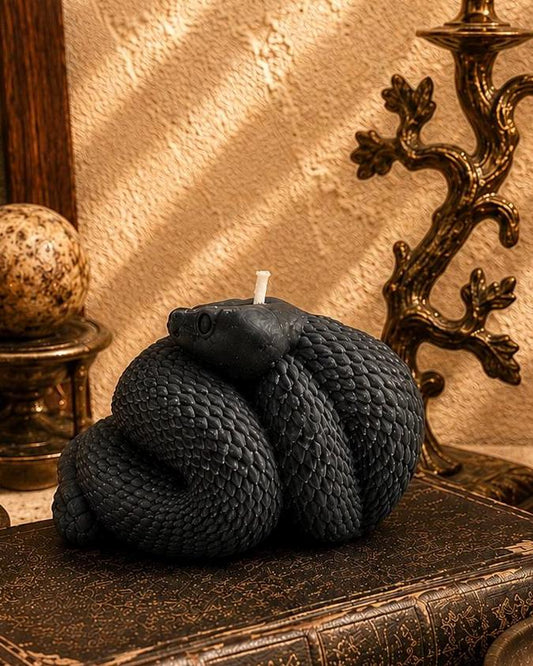 Black Snake Candle | Gothic Serpent Candle | Witchy Decor & Altar Candle | Dark Academia Gift | Handmade Beeswax Candle | Occult Decor