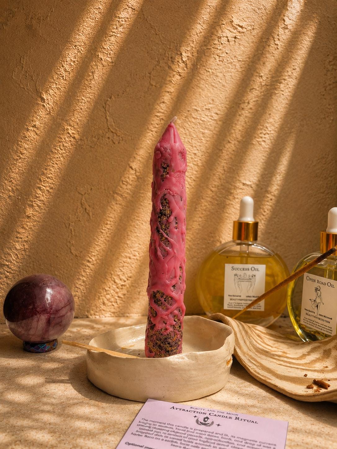 Handcrafted Love Spell Candle | Blessed Energy Witch Candle, Beeswax Non Toxic, Attraction Spell, Self Love Candle