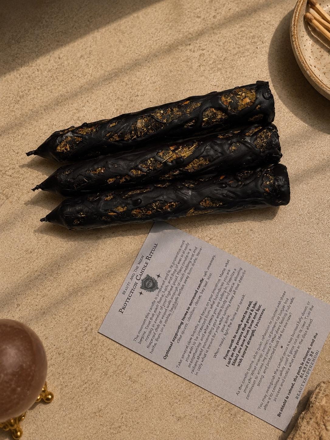 Black Protection Spell Candle, Ritual Taper Candle, Pure Beeswax Witchcraft Candle, Banishing Hex, Witch Altar Gift