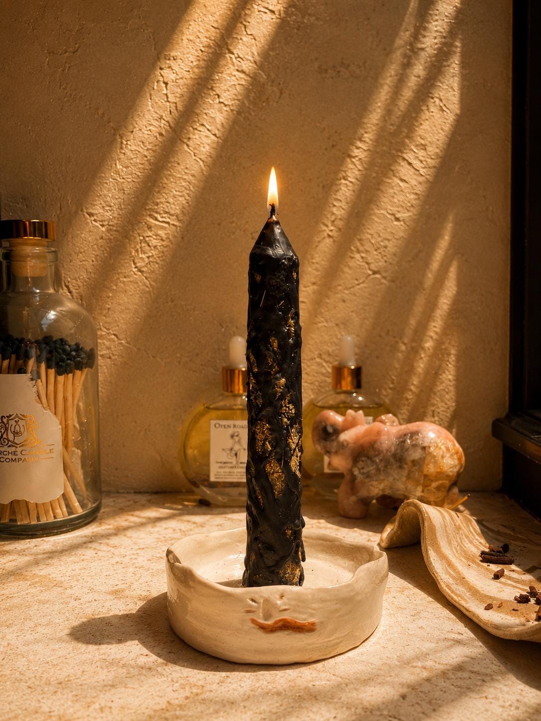Black Protection Spell Candle, Ritual Taper Candle, Pure Beeswax Witchcraft Candle, Banishing Hex, Witch Altar Gift