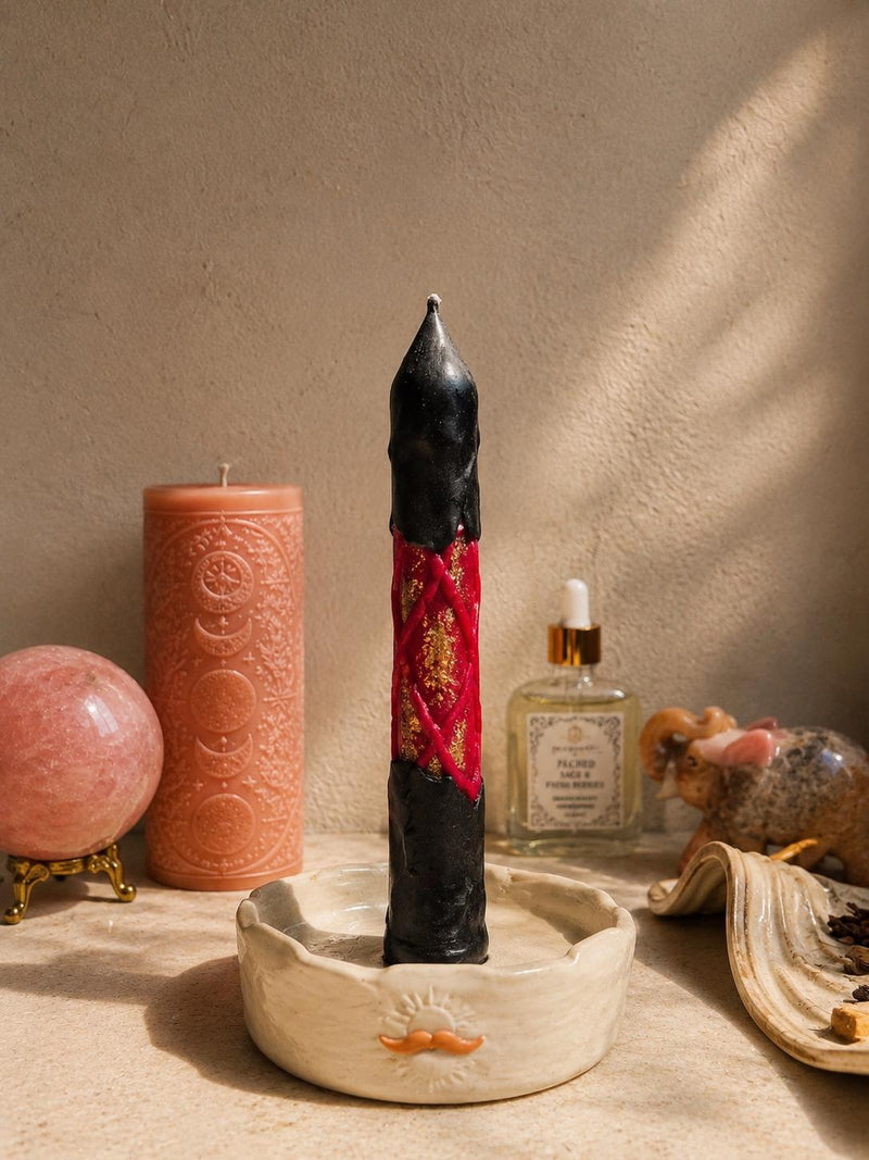 Red & Black Dressed Protection Candle