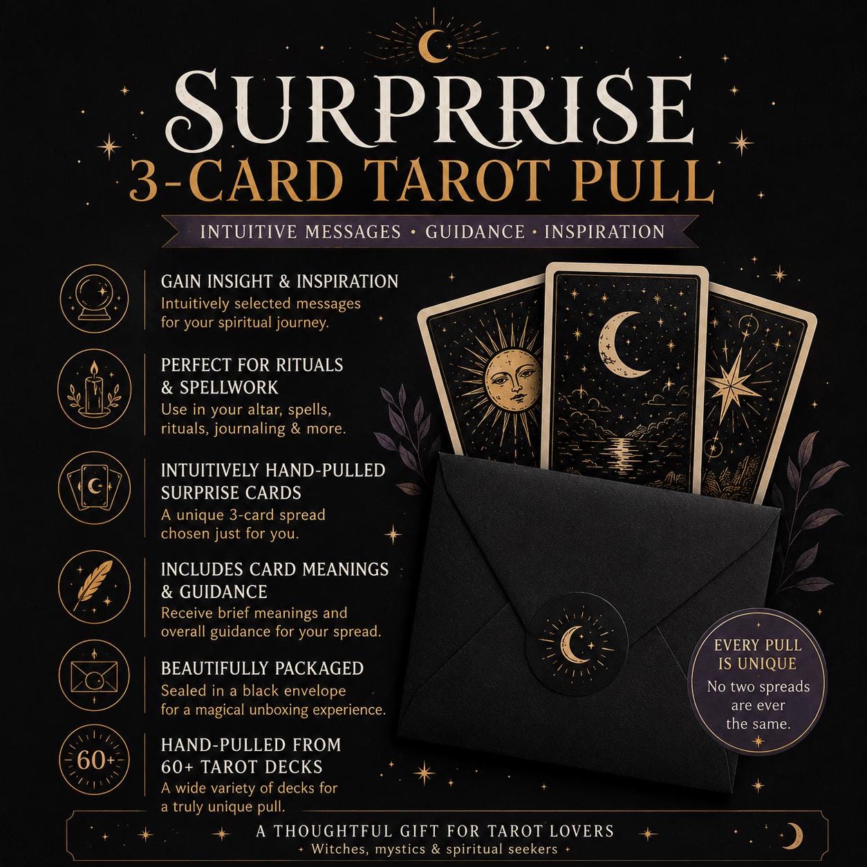 Surprise 3-Card Tarot Reading: Intuitive Guidance, Psychic Reading