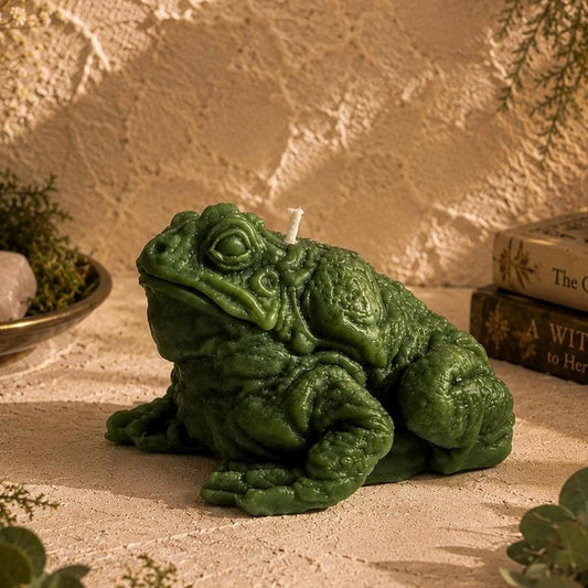 Green Frog Candle | Lucky Toad Candle | Prosperity Candle Decor | Witchy Beeswax Soy  Non Toxic Decor Candle