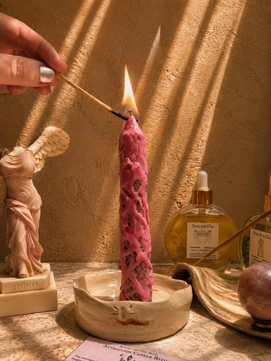 Handcrafted Love Spell Candle | Blessed Energy Witch Candle, Beeswax Non Toxic, Attraction Spell, Self Love Candle