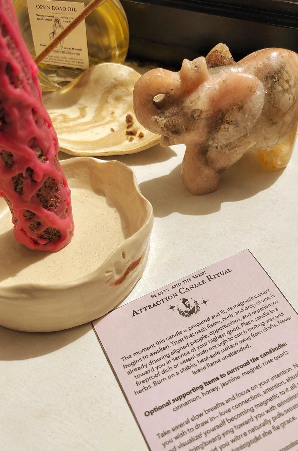 Handcrafted Love Spell Candle | Blessed Energy Witch Candle, Beeswax Non Toxic, Attraction Spell, Self Love Candle