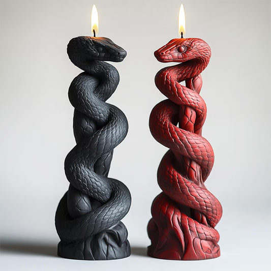 5" Serpent Pillar Candle | Organic Beeswax Sculptural Decor | Transformation Candle